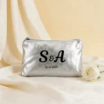 Monedero plata metalizado personalizado para boda, diseño Tulipan