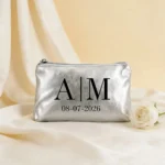 Monedero plata metalizado personalizado para boda con iniciales
