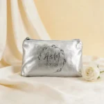 Monedero plata metalizado personalizado para boda, diseño Basic