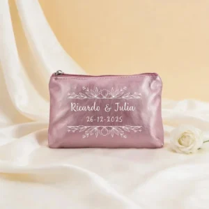 Monedero rosa metalizado boda bouquet