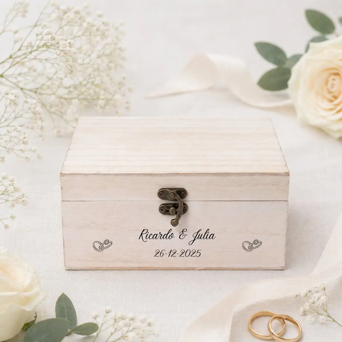 Caja madera tapa lisa boda elegance