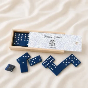 Dominó azul boda estampado