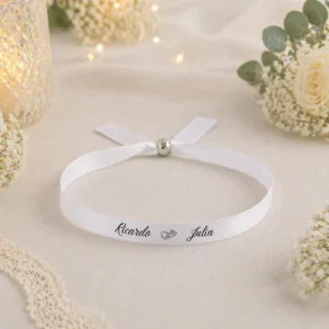 Pulsera tela con bolita boda elegance