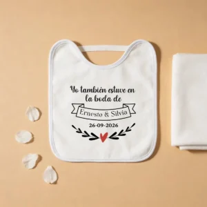 Babero bebé blanco boda tan