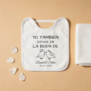 Babero bebé blanco boda floral 3