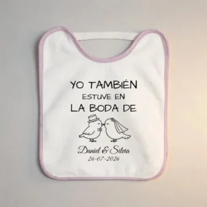 Babero bebé blanco/rosa boda floral 3