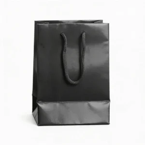 Bolsa papel plastificado negro 10x15cm bautizo