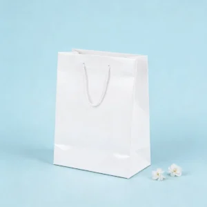 Bolsa papel plastificado blanco 22x30cm bautizo
