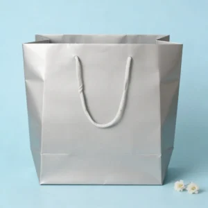 Bolsa papel plastificado plata 22x30cm bautizo