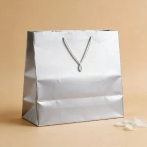 Bolsa papel plastificado plata 40x46cm comunión