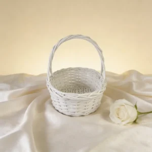 Cesta blanca de mimbre boda