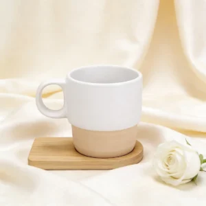 Taza con base de bambú boda