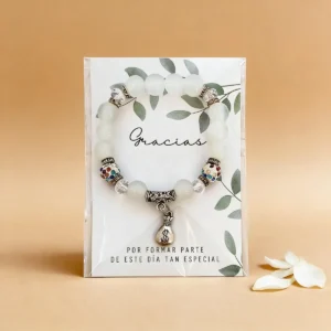 Pulsera gracias perlas blancas comunión