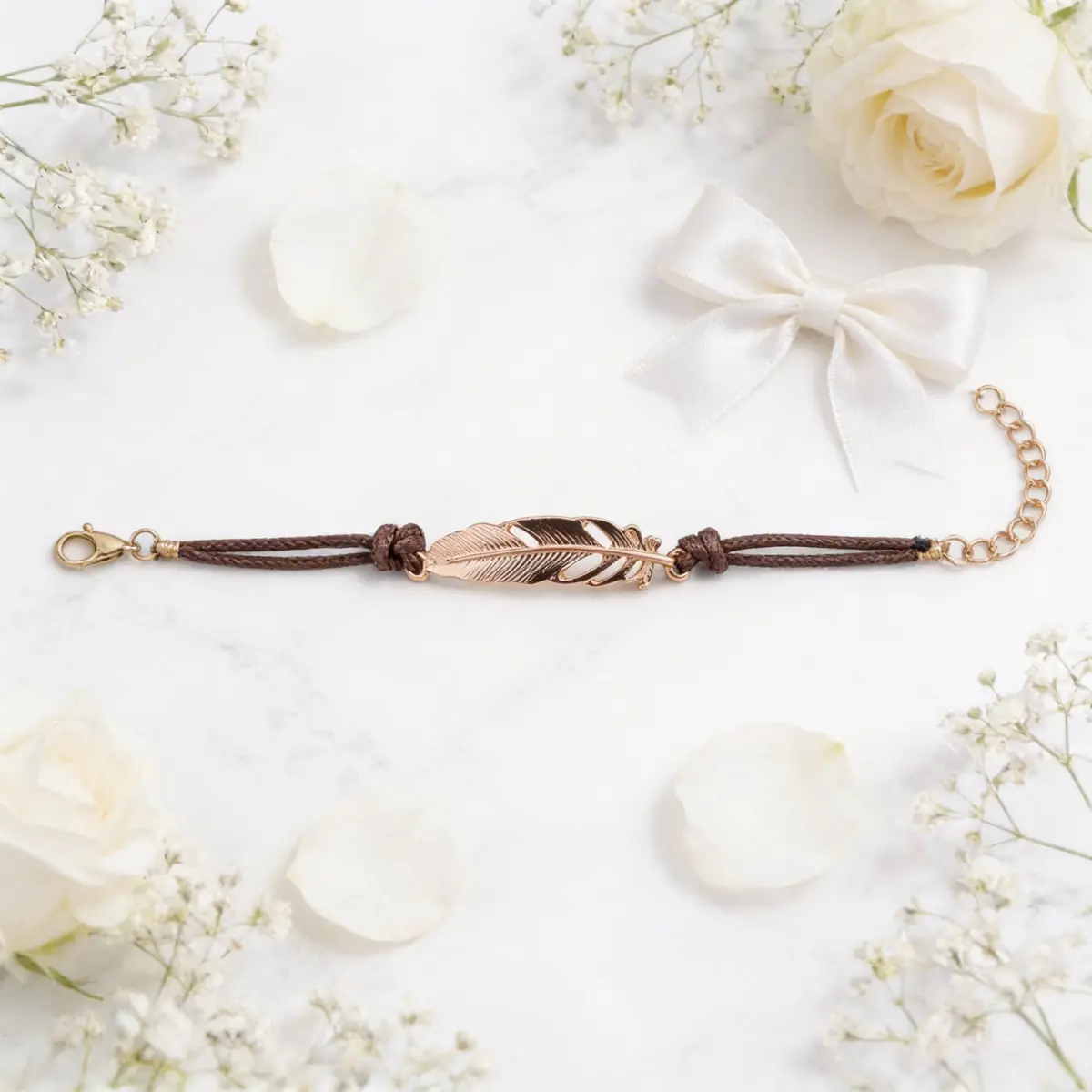 Pulseras pluma dorada 4 uds para boda