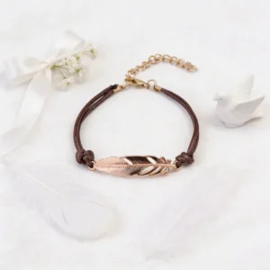 Pulseras pluma dorada 4 uds bautizo
