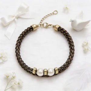 Pulsera trenzada con perlas comunión
