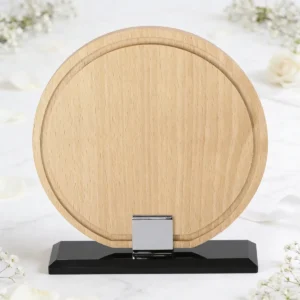 Placa madera circular boda
