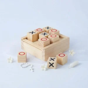 Juego  3 en raya madera bautizo