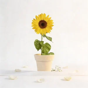 Maceta maceta blanca con semillas de girasol boda