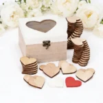 Caja madera con corazones personalizada para boda