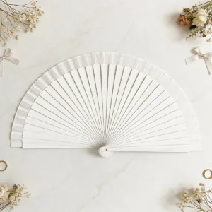 Abanico madera blanco barnizado boda