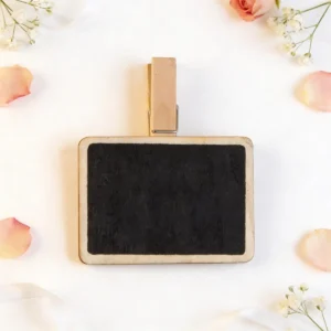 Pizarra pinza rectangular con tiza boda