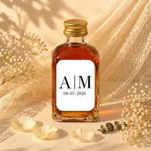 Licor vodka&caramelo 50ml cristal boda iniciales