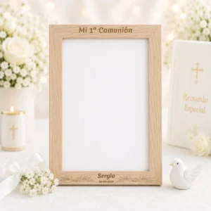 Portafotos sin marco 13x18cm personalizado de comunión, diseño Tipogr merienda
