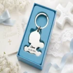 Llavero niño biberón personalizado de bautizo, diseño Minimal