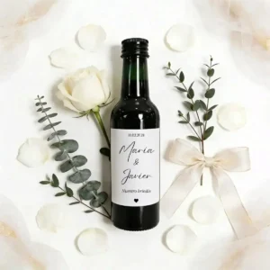 Botella de vino 180 plastico boda cursiva