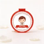 Espejo plegable rojo personalizado de comunión, diseño Niño
