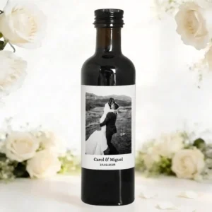 Botella de vino 100ml cristal boda polaroid