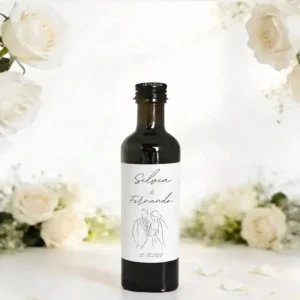 Botella de vino 100ml cristal boda siluetas