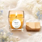 Vela crital/tapa madera personalizada de comunión, diseño Flor verde