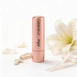 Bálsamo labial rosa sabor vainilla spf15 personalizado de comunión, diseño Tipogr merienda
