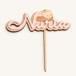 Cake topper nombre bebé rosa de bautizo – foto 2