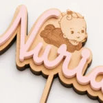 Cake topper nombre bebé rosa de bautizo – foto 3