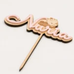 Cake topper nombre bebé rosa de bautizo – foto 4