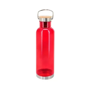 Botella roja tapa bambú personalizado