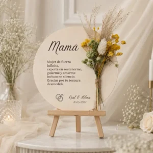 Cartel flores y dedicatoria amarillo boda dedicatoria especial