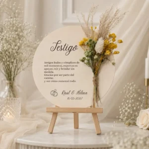 Cartel flores y dedicatoria amarillo boda dedicatoria especial testigo