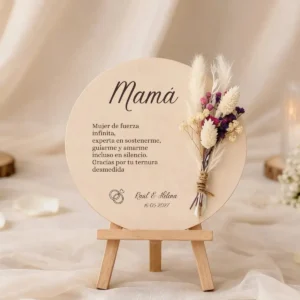 Cartel flores y dedicatoria lila boda dedicatoria especial