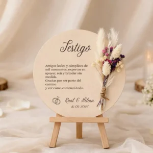 Cartel flores y dedicatoria rosa boda dedicatoria especial testigo