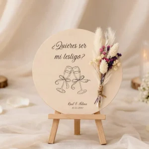 Cartel flores y dedicatoria rosa boda dedicatoria especial quieres testigo
