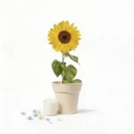 Maceta blanca con semillas de girasol personalizada de comunión, diseño Flor verde – foto 2