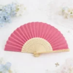 Abanico de bambú fino fucsia personalizado de comunión, diseño Tipogr merienda – foto 3
