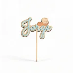 Cake topper nombre bebé azul de bautizo – foto 4