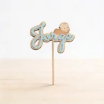 Cake topper nombre bebé azul de bautizo – foto 3
