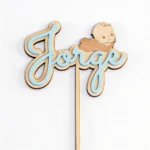 Cake topper nombre bebé azul de bautizo – foto 2