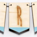 Guirnalda nombre por bloques azul personalizada de bautizo, diseño Diseño clásico relieve – foto 2